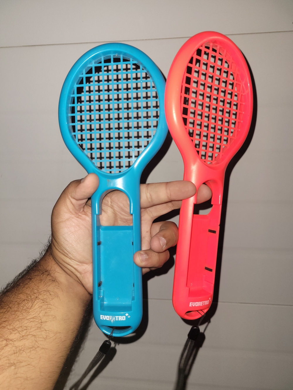 EvoRetro Kids Nintendo Switch Accessory Tennis Racket Set - Blue & Red